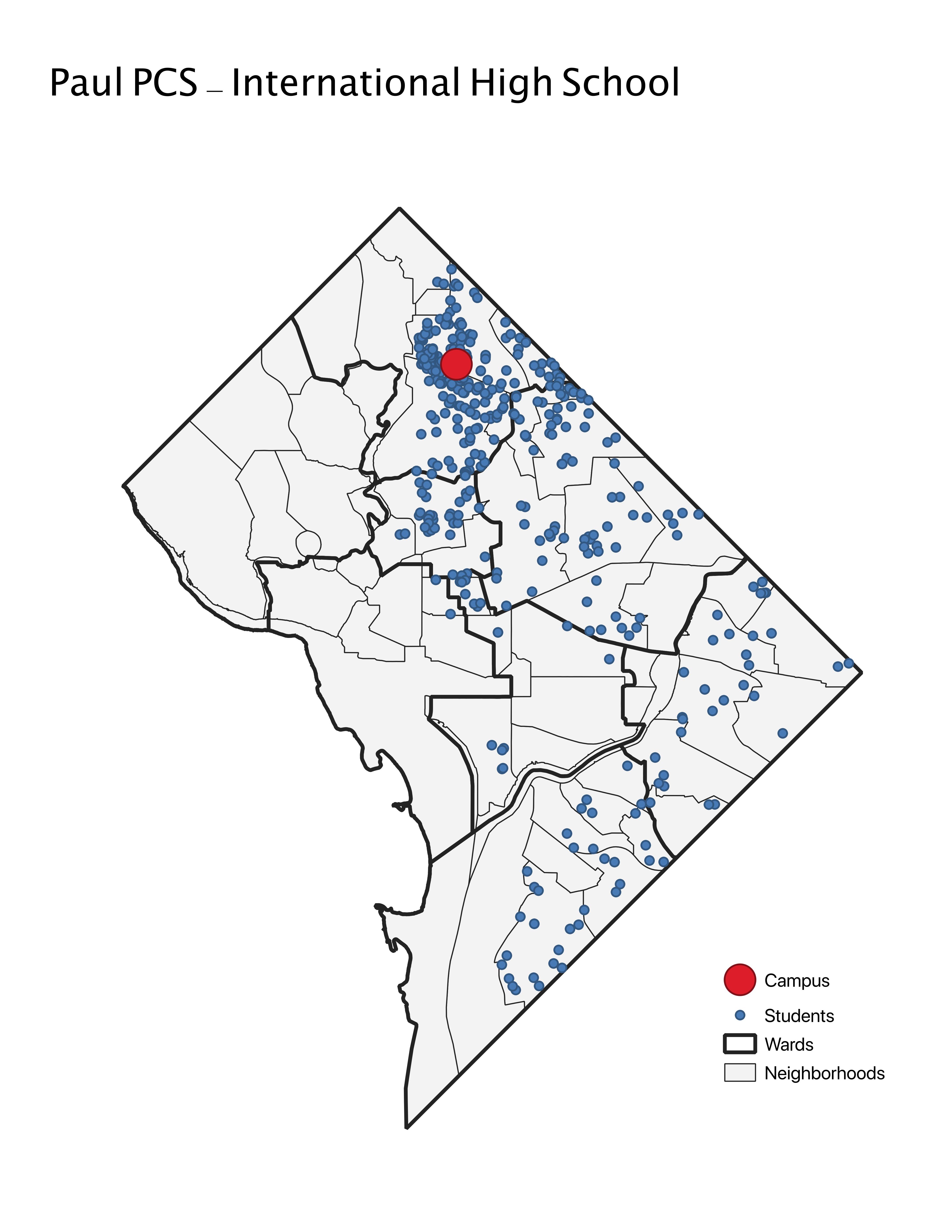Paul PCS International High School Student Location Map DC PCSB